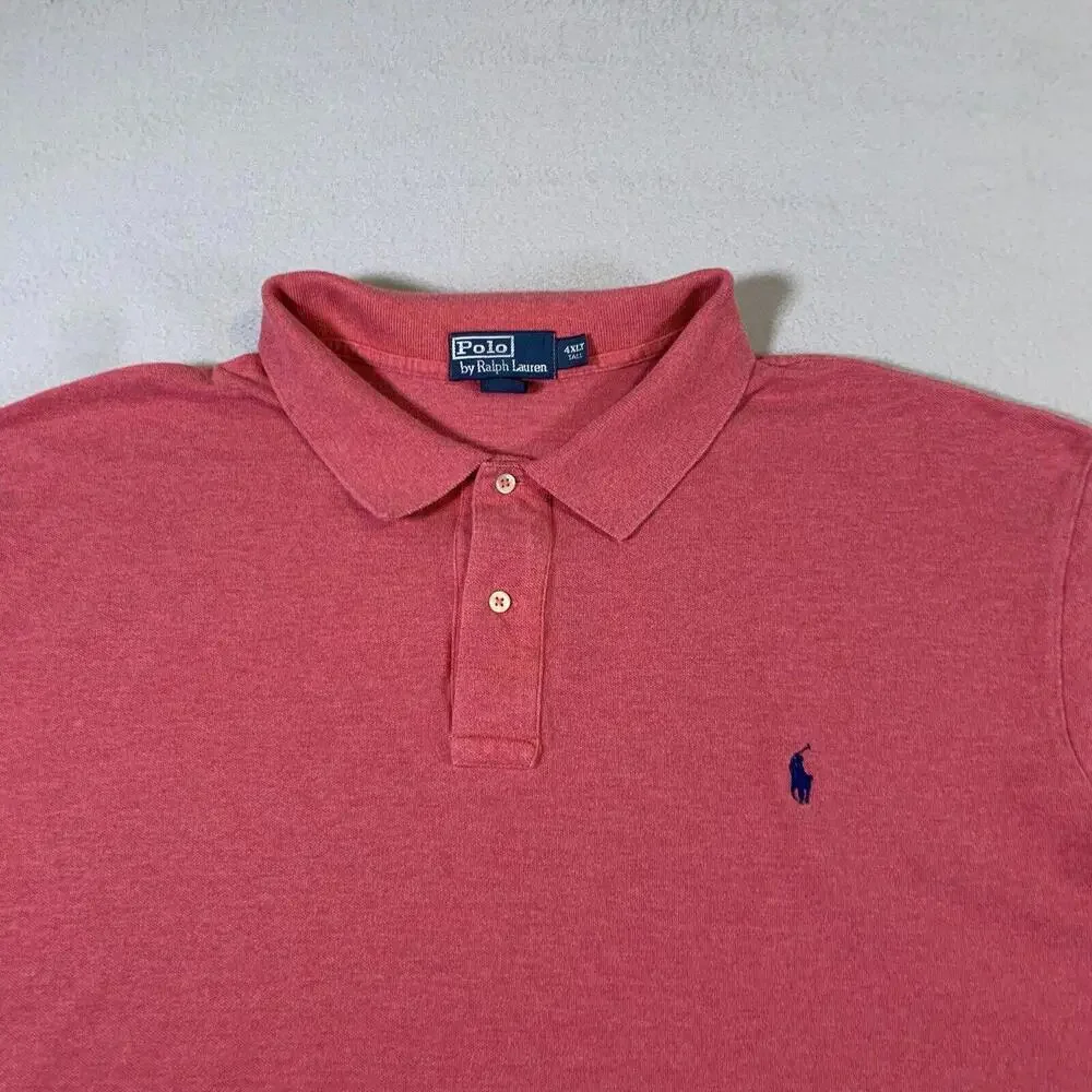 Polo Ralph Lauren Shirt Mens Size 4XLT Pink Blue Pony Logo Big‎ Sizes Polo Adult